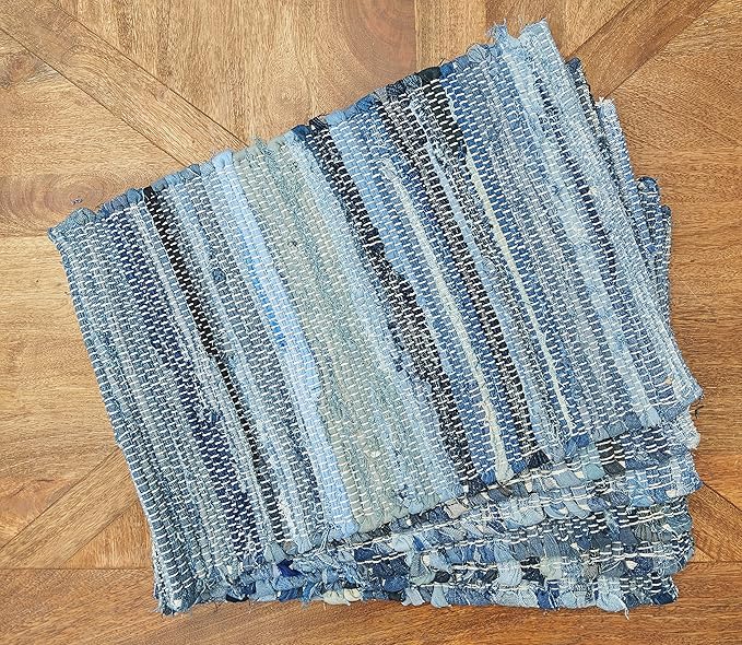 C&F Home Denim Rag 100% Cotton Vintage Boho Placemats 13" x 19" All Seasons Summer Farmhouse Country Beach Coastal Nautical Kitchen Dining Dinner Table Tabletop Table Mats Versatile Decor Decoration