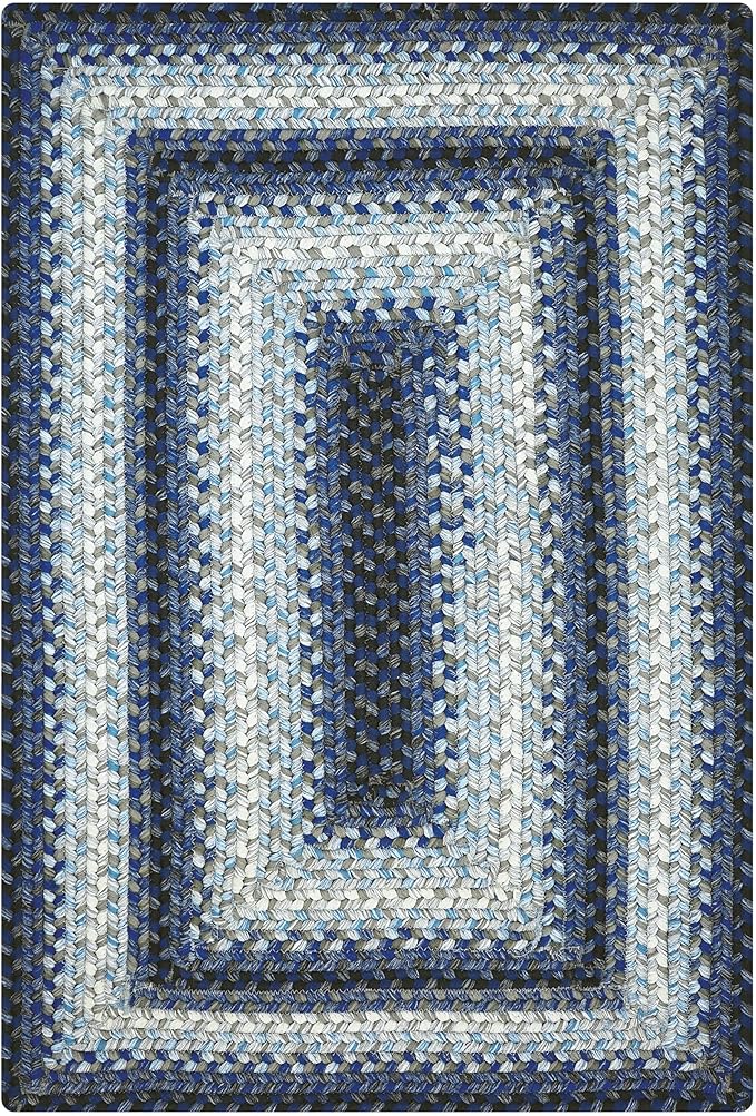 Juniper Dark Blue Small Braided Rug 20"x30" - Rectangle, Indoor Outdoor Washable - Coastal Country Decor for Bathrooms and Entryways - Beautiful, Durable, Waterproof, Pet Friendly and Soft