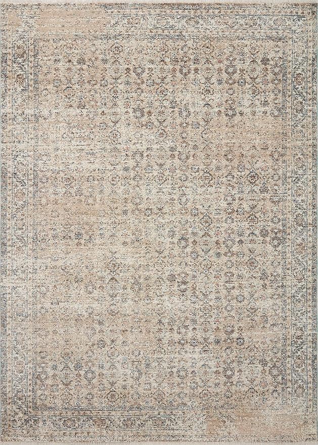 Loloi Angela Rose Blake Collection BLA-04 Beige/Denim 2'-7" x 10'-0", .25" Pile Height, Fringe, Runner Rug