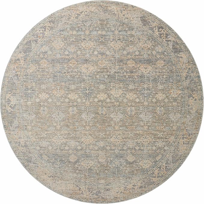 Loloi Angela Rose Blake Collection BLA-01 Sky/Beige 2'-0" x 3'-0", .25" Pile Height, Fringe, Accent Rug