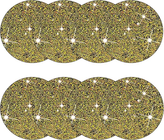 Round Placemats Set of 8 in Gold Heat Resistant Circle Bling Washable Table Mats for Dinner, Kitchen, Wedding, Decorative