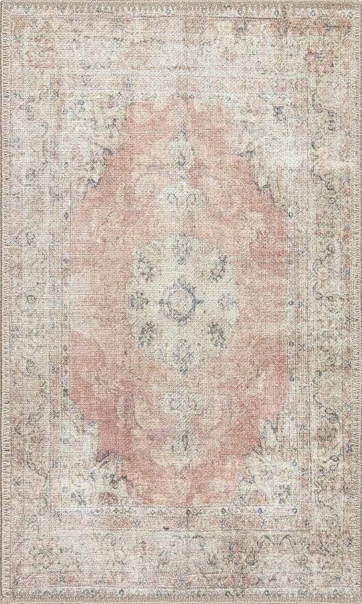 RugOver Machine Washable Area Rug, Pet-Friendly and Non-Slip Indoor Carpet for Kitchen, Bathroom, Living Room, Home Floor Decoration(Flesh/Oatmeal, 2' x 3')