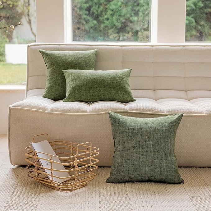 Home Brilliant Linen Spring Pillow Cover 20 x 20 Decorative Throw Pillow for Bed, Couch, Sofa, Living Room Decor, 1 pc, 20x20 inch, Green