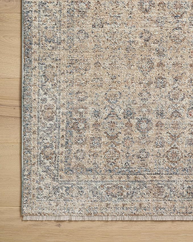 Loloi Angela Rose Blake Collection BLA-04 Beige/Denim 2'-7" x 10'-0", .25" Pile Height, Fringe, Runner Rug
