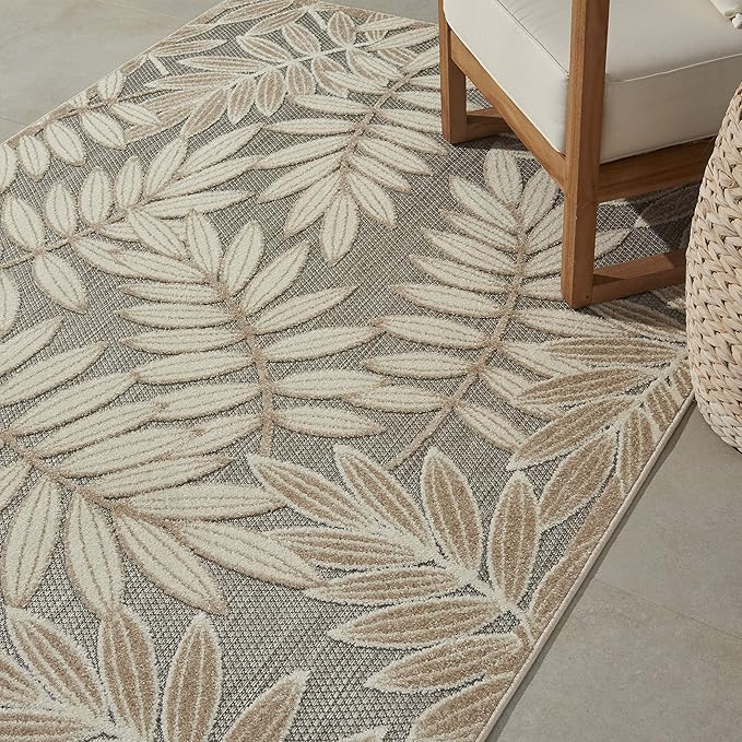 Nourison Home Aloha Natural 3'6" x 5'6" Area Rug - Easy Clean, Non Shedding, Bed Room, Living Room, Dining Room, Kitchen (4' x 6')