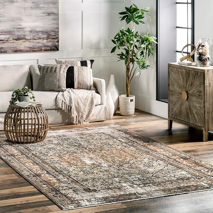 nuLOOM Fringed Performance Indoor Area Rug, Power Loomed, Easy Clean, Durable, Non-Shed, 4' x 6', Charvi Multi