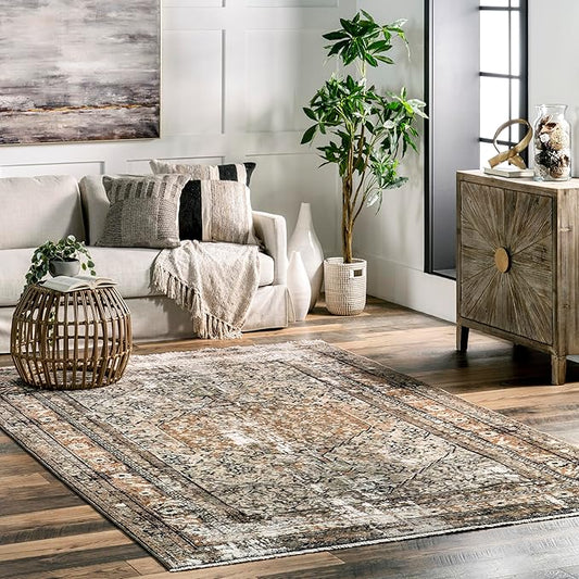 nuLOOM Fringed Performance Indoor Area Rug, Power Loomed, Easy Clean, Durable, Non-Shed, 4' x 6', Charvi Multi