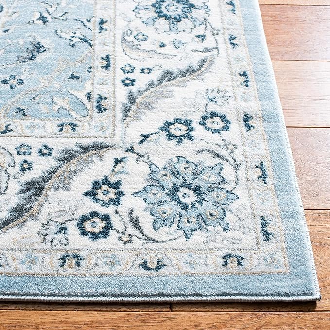 SAFAVIEH Isabella Collection Accent Rug - 4' Round, Light Blue & Cream, Oriental Design, Non-Shedding & Easy Care, Ideal for High Traffic Areas in Living Room, Bedroom, Dining (ISA912M-4R)