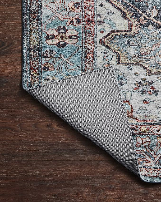 Loloi Margot Collection MAT-05 Ocean/Brick 3'-6" x 5'-6" Accent Rug feat. CloudPile, No-Shed Easy Clean Large Patterned Area Rug for Living Room, Bedroom, Dining Area
