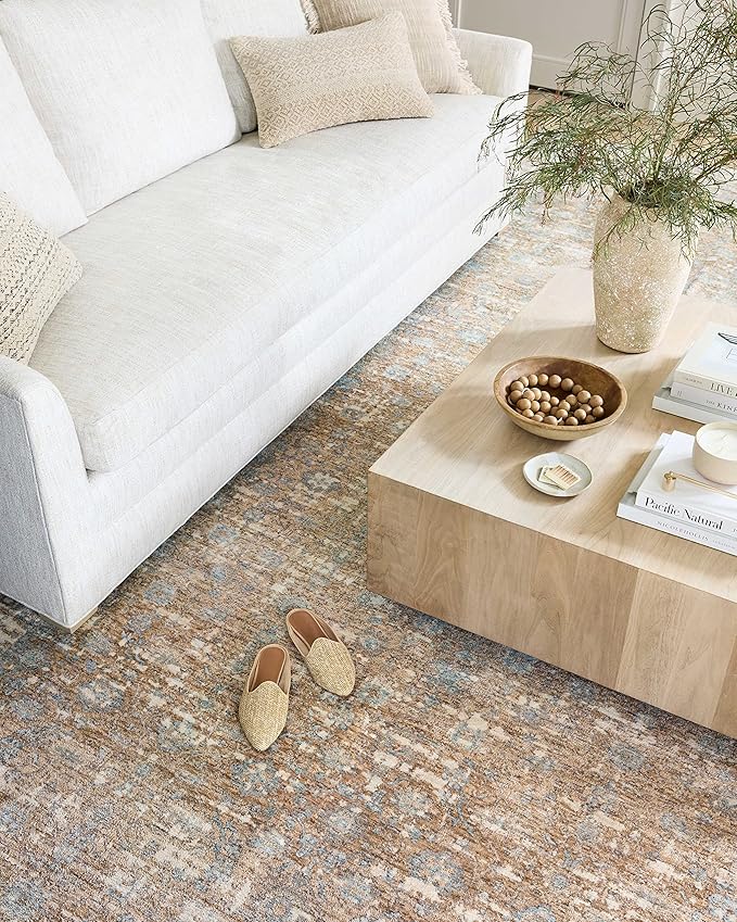 Loloi Angela Rose Blake Collection BLA-05 Sand/Sky 5'-3" x 7'-6", .25" Pile Height, Fringe, Area Rug