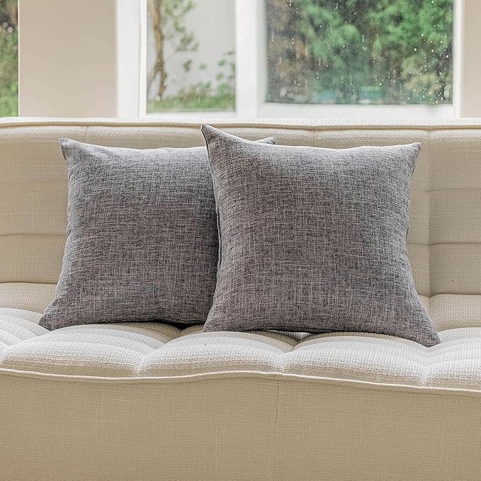 Home Brilliant 26x26 Euro Shams Set of 2 Soft and Washable Decorative Pillow Covers Farmhouse Lined Linen Grey Throw Pillow Cases for Couch Sofa and Couch, 26 x 26 Inch, Ash Grey