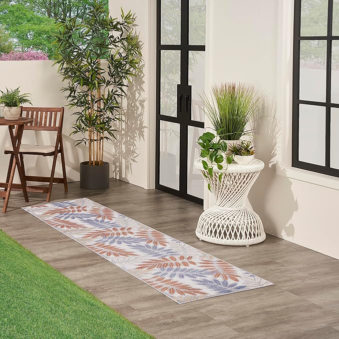 Nourison Home Aloha Blue Mocha 2' x 6' Area Rug - Easy Clean, Non Shedding, Bed Room, Living Room, Dining Room, Kitchen (6' Runner)