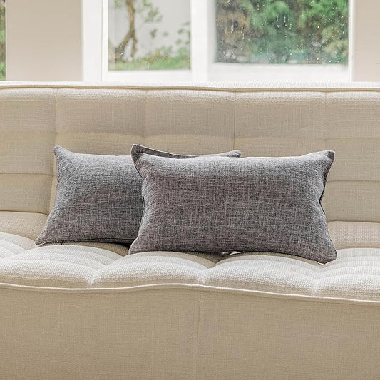Home Brilliant Grey Pillow Covers 12x20 Rectangle Throw Pillow Covers Lined Linen Decorative Lumbar Pillow Covers 12 x 20 inch, Ash Grey
