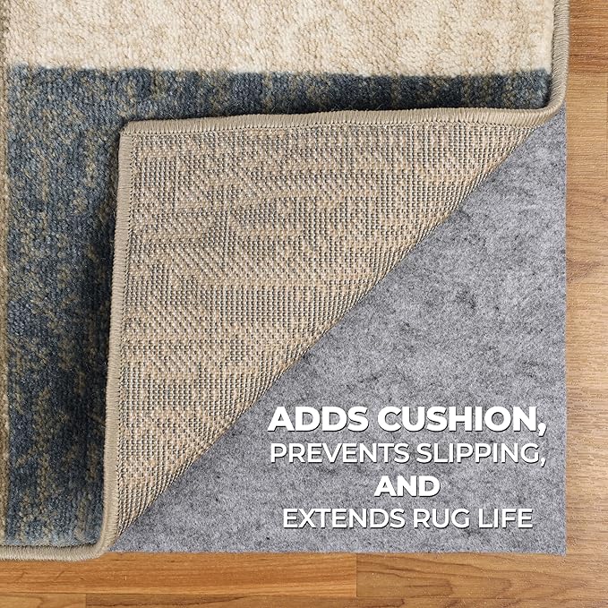 Superior Indoor Area Rug Pad, Non-Slip, Non-Skid, Floor Protector, Hardwood and Tile Floor Padding, Furniture Protector Pad, Carpet Gripper Mat, Felt and Rubber Rug Grip, Lima Collection, 6' x 9'