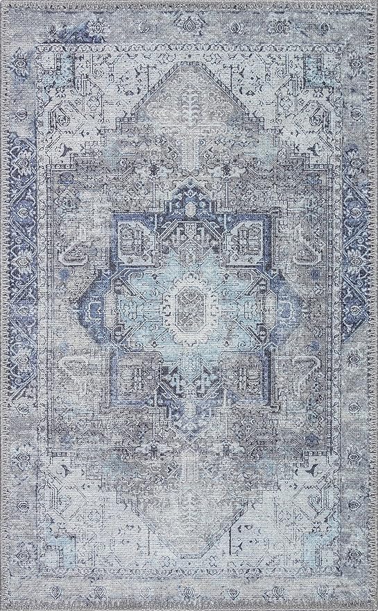RugOver Machine Washable Area Rug, Pet-Friendly and Non-Slip Indoor Carpet for Kitchen, Bathroom, Living Room, Home Floor Decoration(Seal/Space, 2' x 3')