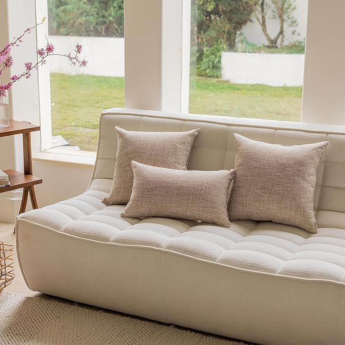 Home Brilliant Pillow Covers 20x20 Set of 2 Linen Pillow Covers for Couch Balcony Lawn Bench Decorative Farmhouse Throw Pillow Covers, 20 x 20 Inch, Burlap