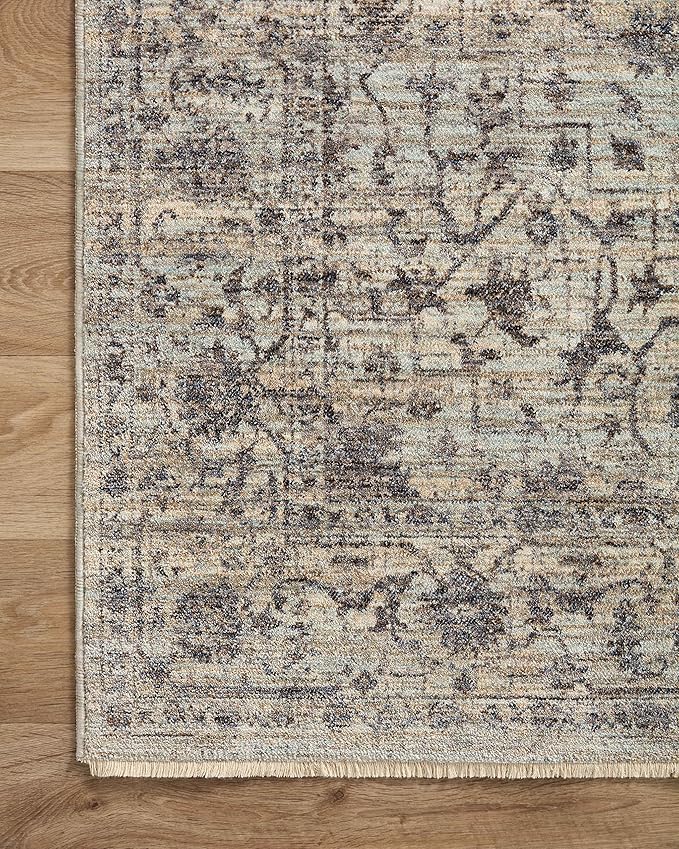 Loloi II Sorrento Collection SOR-01 Mist/Charcoal 3'-11" x 3'-11" Round Accent Rug