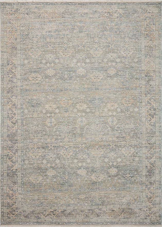 Loloi Angela Rose Blake Collection BLA-01 Sky/Beige 2'-0" x 3'-0", .25" Pile Height, Fringe, Accent Rug