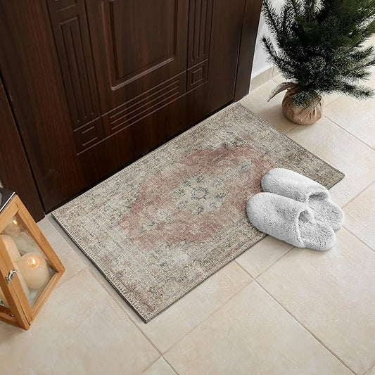 RugOver Machine Washable Area Rug, Pet-Friendly and Non-Slip Indoor Carpet for Kitchen, Bathroom, Living Room, Home Floor Decoration(Flesh/Oatmeal, 2' x 3')