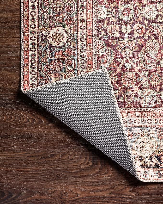 Loloi Layla Collection LAY-11 Cinnamon/Sage 2'-6" x 9'-6" .13" Thick Runner Rug, Soft, Durable, Vintage Inspired, Distressed, Low Pile, Non-Shedding, Easy Clean, Printed, Living Room Rug