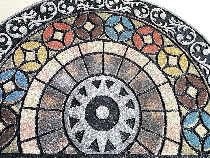 ATOLY Entrance Floor Mat Semicircle Door Mat,Heavy Duty Large Outdoor Mat, Interesting Welcome Mat, Front Entrance, Courtyard Door, Garage Entrance,24" X 36"(Half Circle)