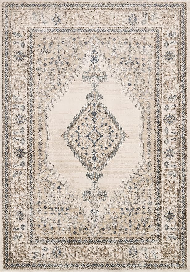 Loloi Teagan Collection TEA-02 Oatmeal/Ivory 2'-8" x 7'-6" Runner Rug, Large, Soft Neutral Rug, High-Traffic for Living Room, Bedroom, Home Office, Dining Area