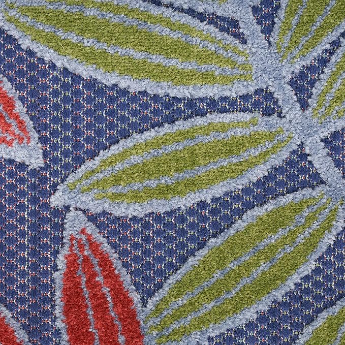Nourison Home Aloha Navy Multicolor 5'3" x Round Area Rug - Easy Clean, Non Shedding, Bed Room, Living Room, Dining Room, Kitchen (5' x Round)