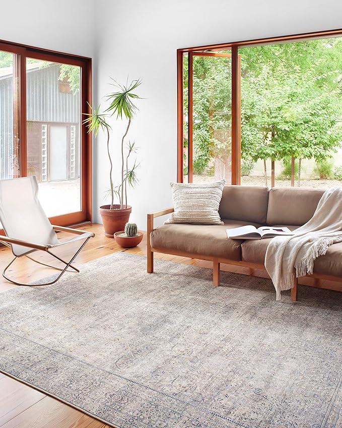 Loloi Wynter Collection WYN-03 Silver/Charcoal 2'-6" x 12'-0" Runner Rug, .13" Thick, Area Rug, Soft, Durable, Printed, Vintage Inspired, Low Pile, Non-Shedding, Easy Clean, Living Room Rug