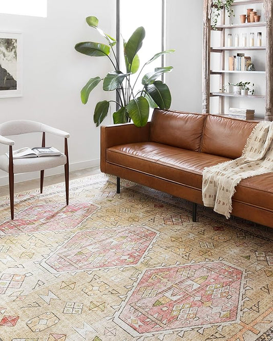 Loloi II Skye Collection SKY-04 Gold/Blush 3'-6" x 5'-6" Accent Rug