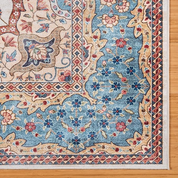 Gertmenian Indoor Boho Area Rug - 5x7 Standard, Non Slip, Super Strong, Ideal for High Traffic Areas in Bedroom, Living Room, Kitchen - Dainty Medallion, Multi, 24532