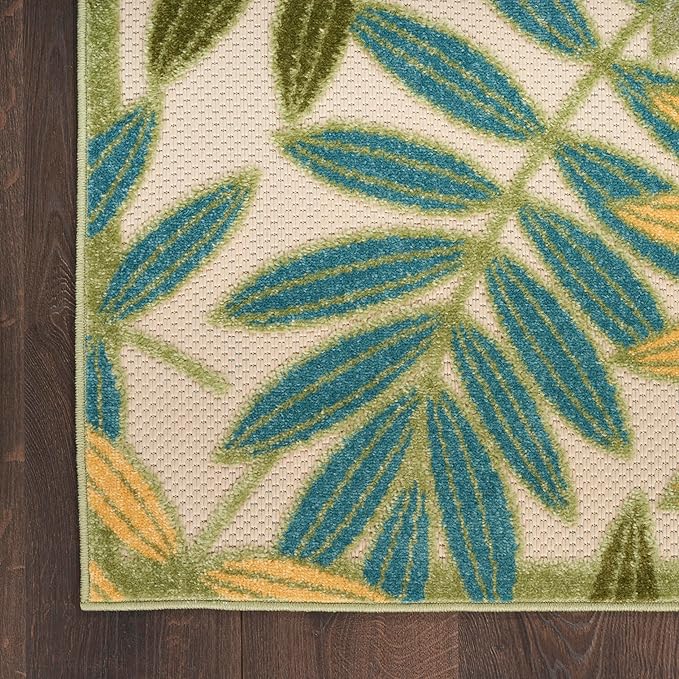Nourison Home Aloha Green Multicolor 2'3" x 8' Area Rug - Easy Clean, Non Shedding, Bed Room, Living Room, Dining Room, Kitchen (8' Runner)