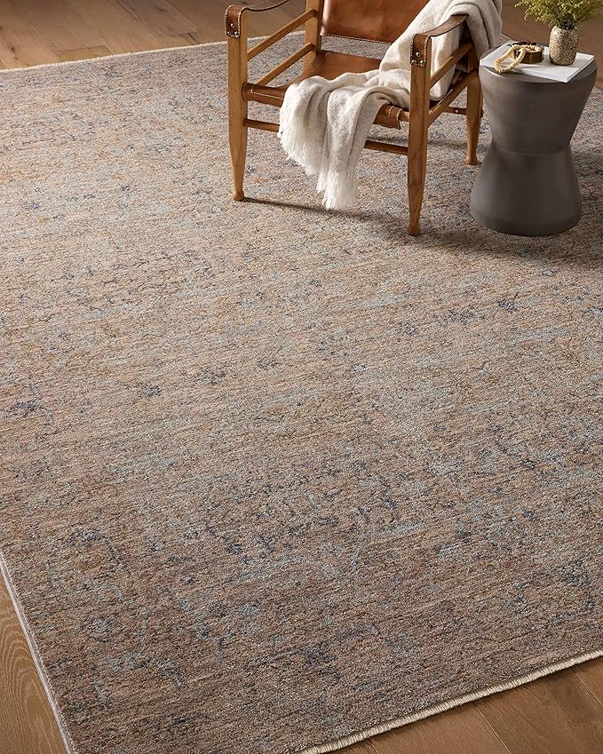 Loloi Angela Rose Blake Collection BLA-03 Taupe/Blue 4'-0" x 5'-7", .25" Pile Height, Fringe, Accent Rug