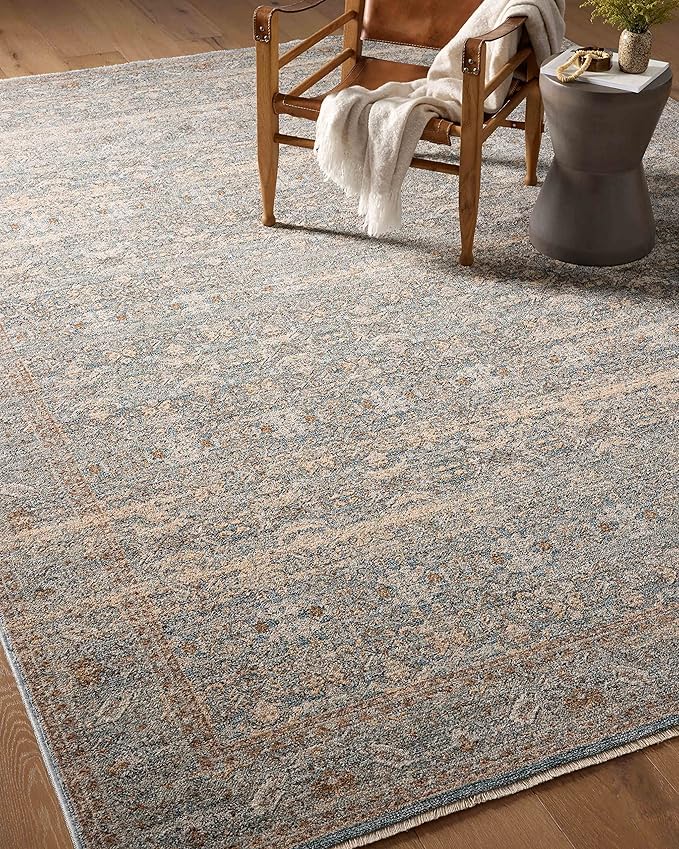 Loloi Angela Rose Blake Collection BLA-02 Ocean/Mocha 2'-7" x 13', .25" Pile Height, Fringe, Runner Rug