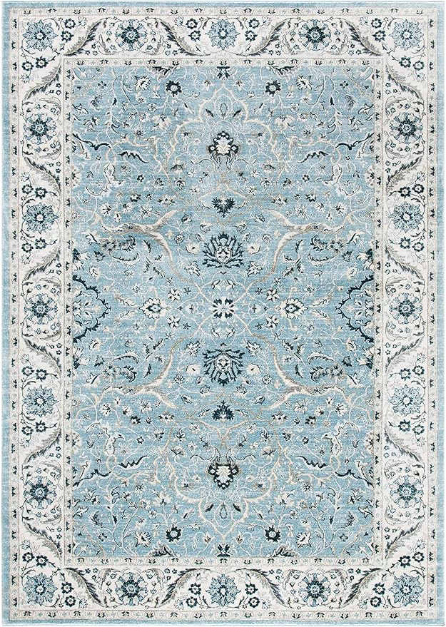 SAFAVIEH Isabella Collection Accent Rug - 4' x 6', Light Blue & Cream, Oriental Design, Non-Shedding & Easy Care, Ideal for High Traffic Areas in Entryway, Living Room, Bedroom (ISA912M)