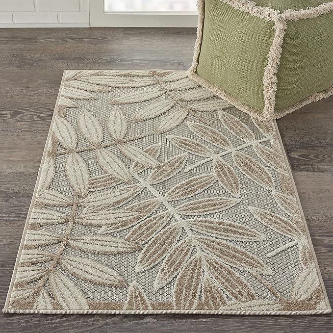 Nourison Home Aloha Natural 2'8" x 4' Area Rug - Easy Clean, Non Shedding, Bed Room, Living Room, Dining Room, Kitchen (3' x 4')