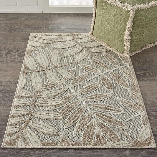 Nourison Home Aloha Natural 2'8" x 4' Area Rug - Easy Clean, Non Shedding, Bed Room, Living Room, Dining Room, Kitchen (3' x 4')