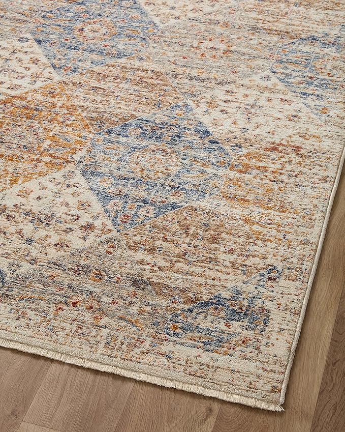 Loloi Sorrento Collection SOR-02 Ivory/Multi 5'-3" x 5'-3" Round Accent Rug