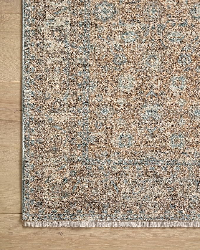 Loloi Angela Rose Blake Collection BLA-05 Sand/Sky 5'-3" x 7'-6", .25" Pile Height, Fringe, Area Rug