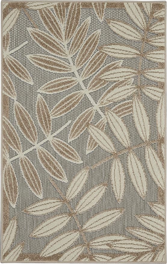 Nourison Home Aloha Natural 2'8" x 4' Area Rug - Easy Clean, Non Shedding, Bed Room, Living Room, Dining Room, Kitchen (3' x 4')