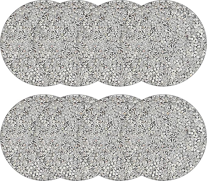 Silver Placemats Set of 8 Crushed Diamond Decor Silver Heat Resistant Mat Rhinestone Decor Round Place Mat Fall Decorations for Home Bling Sparkly Mat 15 inch
