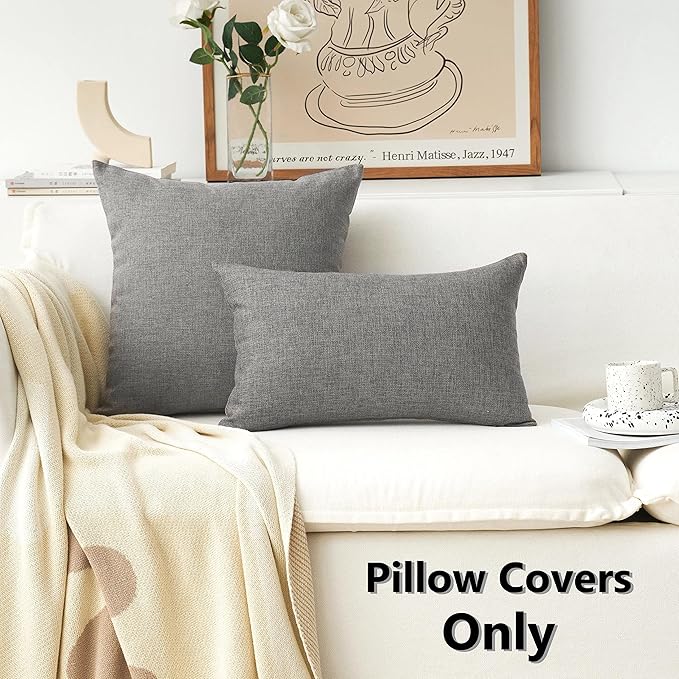 Home Brilliant Linen Large Throw Pillow Cover Euro Sham Cushion Cover for Bench Bed Sofa, 26 x 26 inch(66cm), Dark Grey