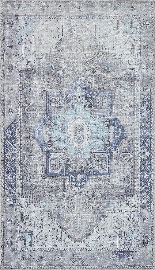 RugOver Machine Washable Area Rug, Pet-Friendly and Non-Slip Indoor Carpet for Kitchen, Bathroom, Living Room, Home Floor Decoration(Seal/Space, 3' x 5')