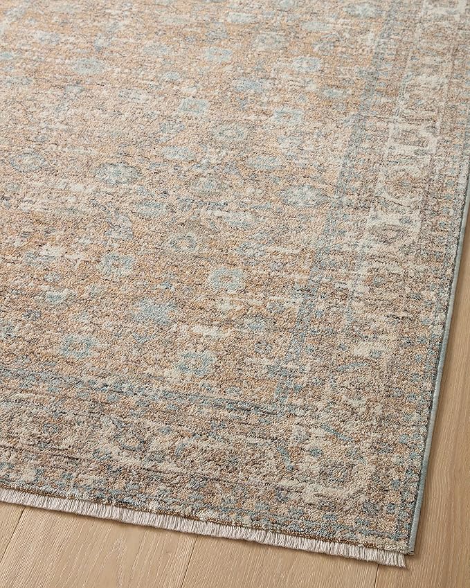 Loloi Angela Rose Blake Collection BLA-05 Sand/Sky 5'-3" x 7'-6", .25" Pile Height, Fringe, Area Rug
