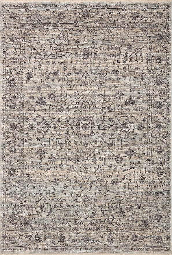Loloi II Sorrento Collection SOR-01 Mist/Charcoal 3'-11" x 3'-11" Round Accent Rug