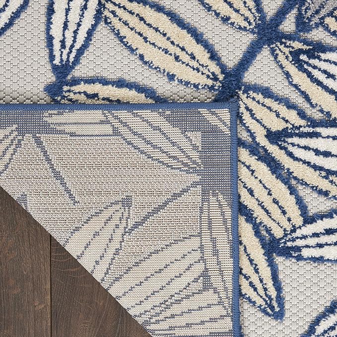 Nourison Home Aloha Ivory/Navy 5'3" x 7'5" Area Rug - Easy Clean, Non Shedding, Bed Room, Living Room, Dining Room, Kitchen (5' x 8')