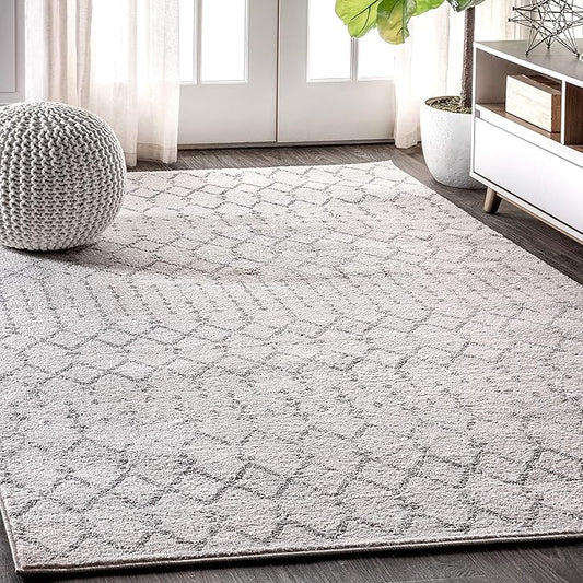 JONATHAN Y Boho Vintage Diamond Cream/Gray Indoor Area Rug 5X8 ft, Moroccan Hype for Living Room, Bedroom, Kitchen, Office, Easy-Cleaning, High Traffic, Pet-Friendly, Non-Shedding (MOH101B-5)