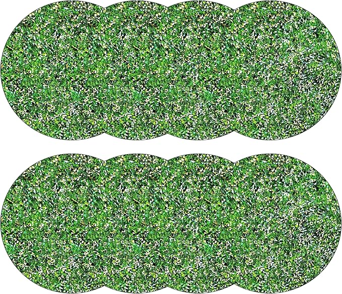 Round Placemats Set of 8 in Green Heat Resistant Circle Bling Washable Table Mats for Dinner, Kitchen, Wedding, Decorative