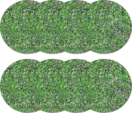 Round Placemats Set of 8 in Green Heat Resistant Circle Bling Washable Table Mats for Dinner, Kitchen, Wedding, Decorative
