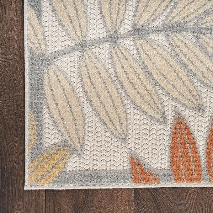 Nourison Home Aloha Blue Mocha 3'6" x 5'6" Area Rug - Easy Clean, Non Shedding, Bed Room, Living Room, Dining Room, Kitchen (4' x 6')