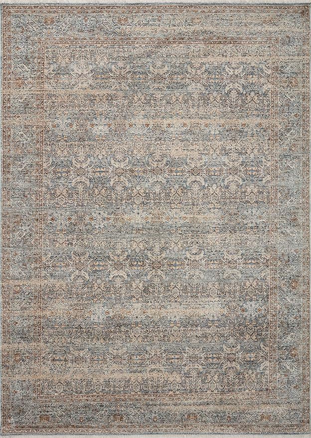 Loloi Angela Rose Blake Collection BLA-02 Ocean/Mocha 2'-7" x 8'-0", .25" Pile Height, Fringe, Runner Rug